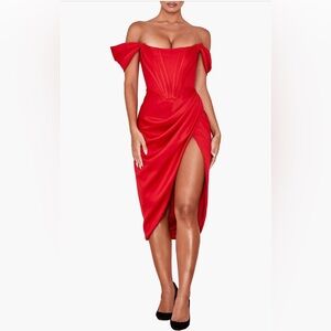 HOUSE OF CB LORETTA RED DRESS